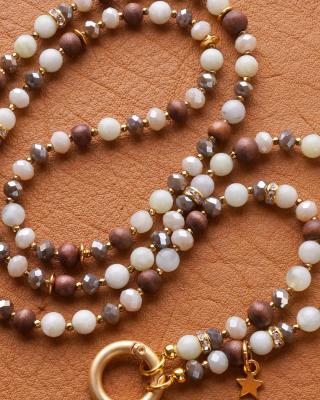Preview: Seren 88 GoldShiny, lange Edelstein Wechselkette
